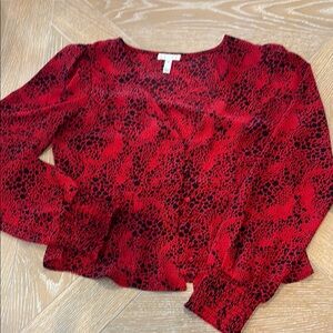 Leith Red and Black Patterned Blouse